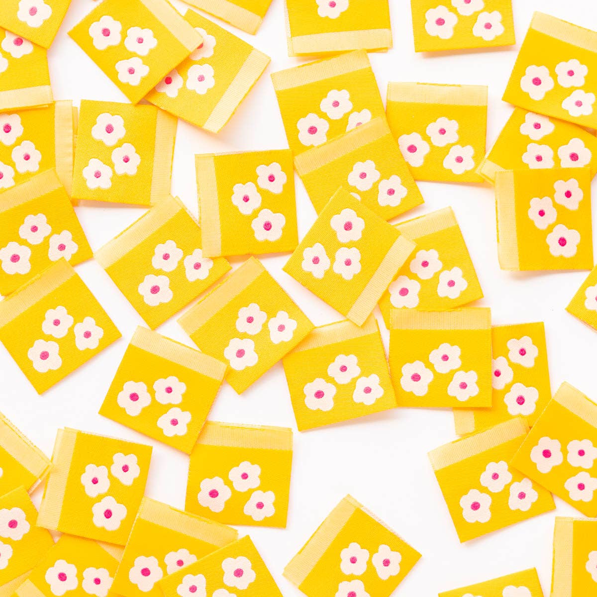 Yellow Daisy woven maker labels