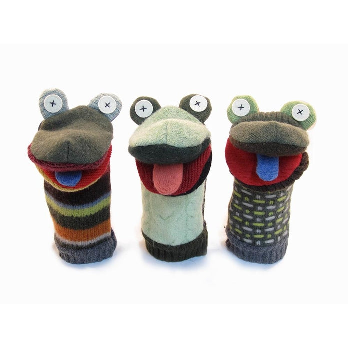 Upcycled wool puppets