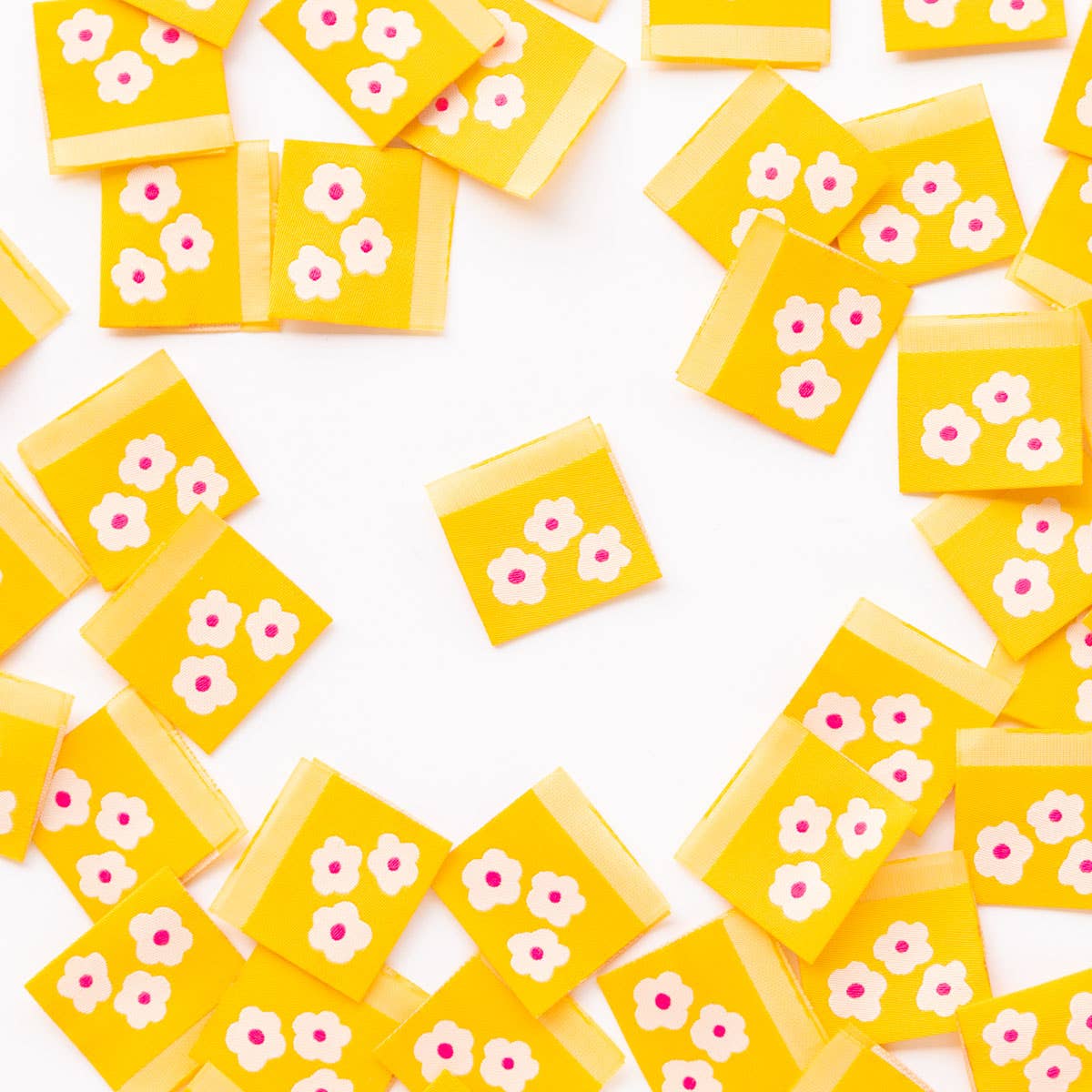 Yellow Daisy woven maker labels