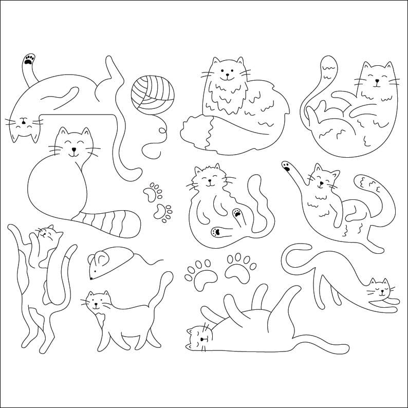 Curious Cats stick & stitch embroidery set