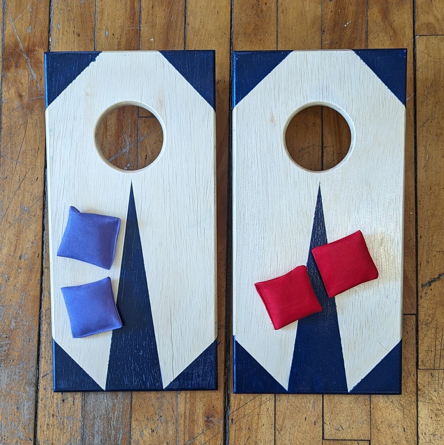 Handmade tabletop cornhole set