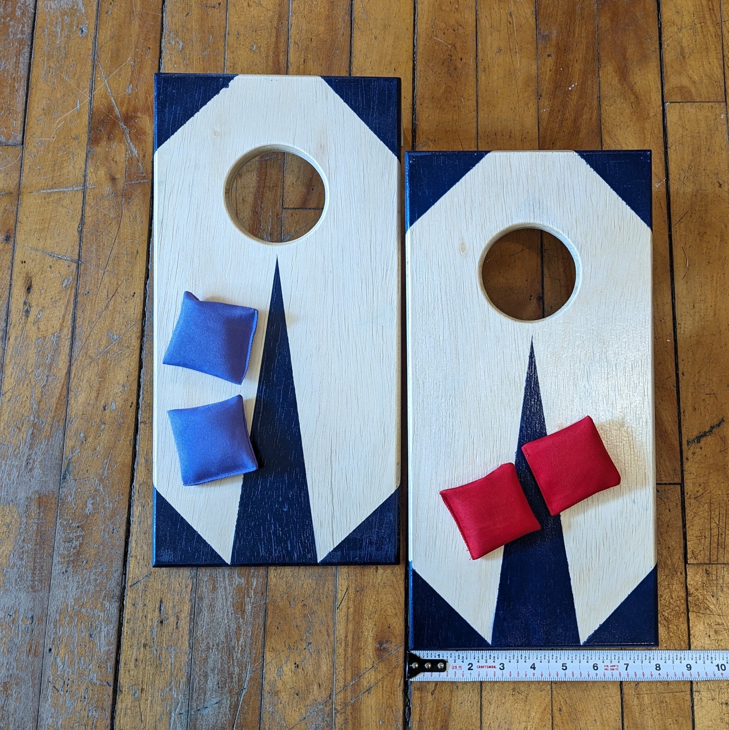 Handmade tabletop cornhole set