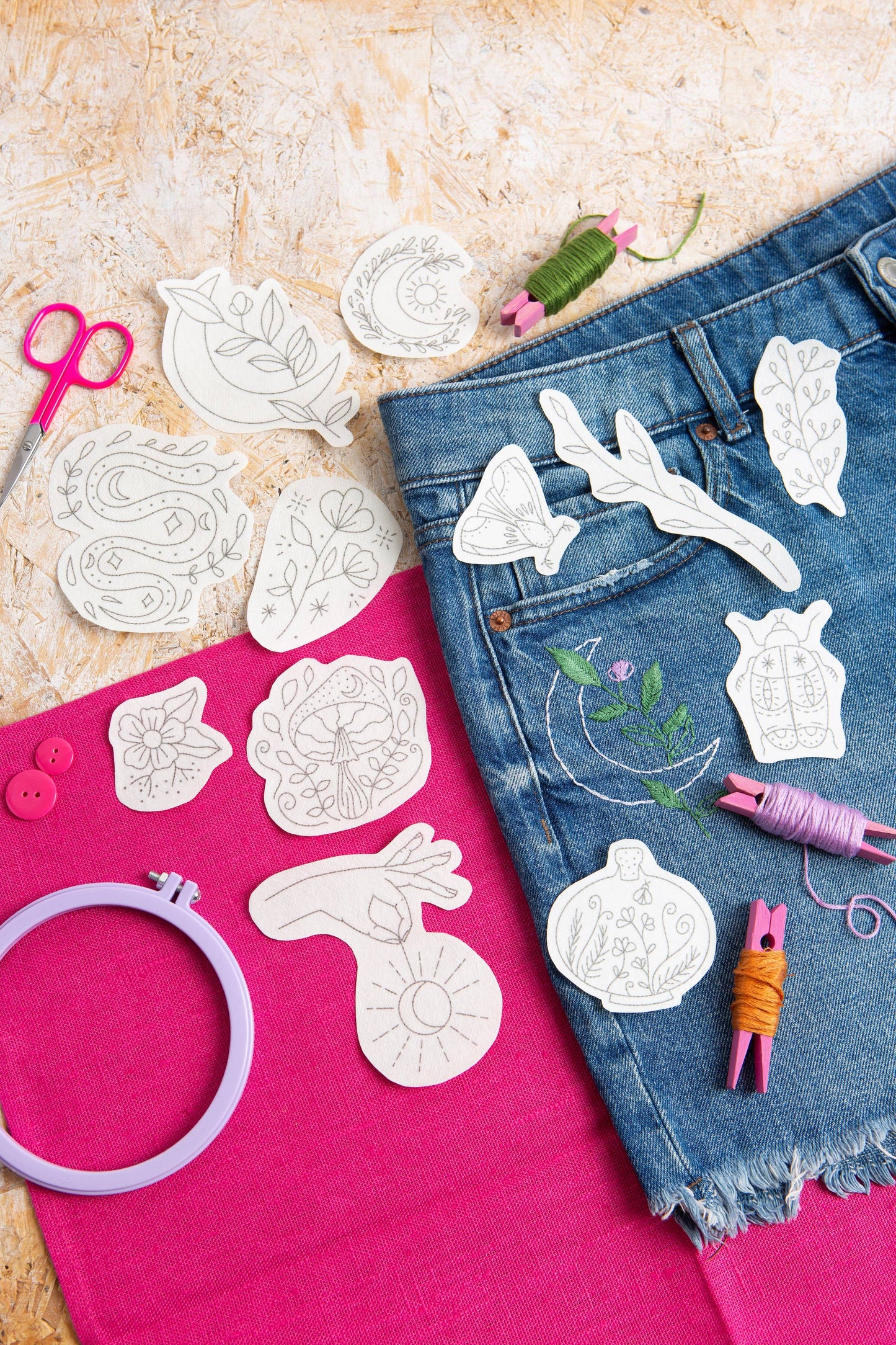 Moon Garden stick & stitch embroidery set