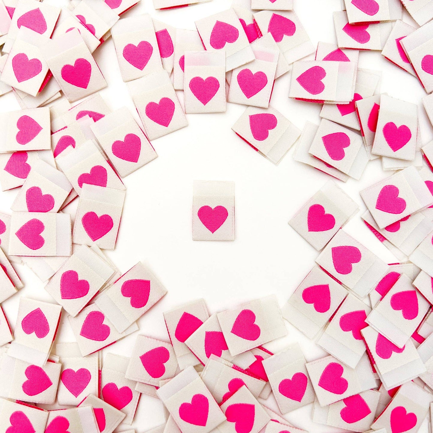 Pink Heart woven maker labels