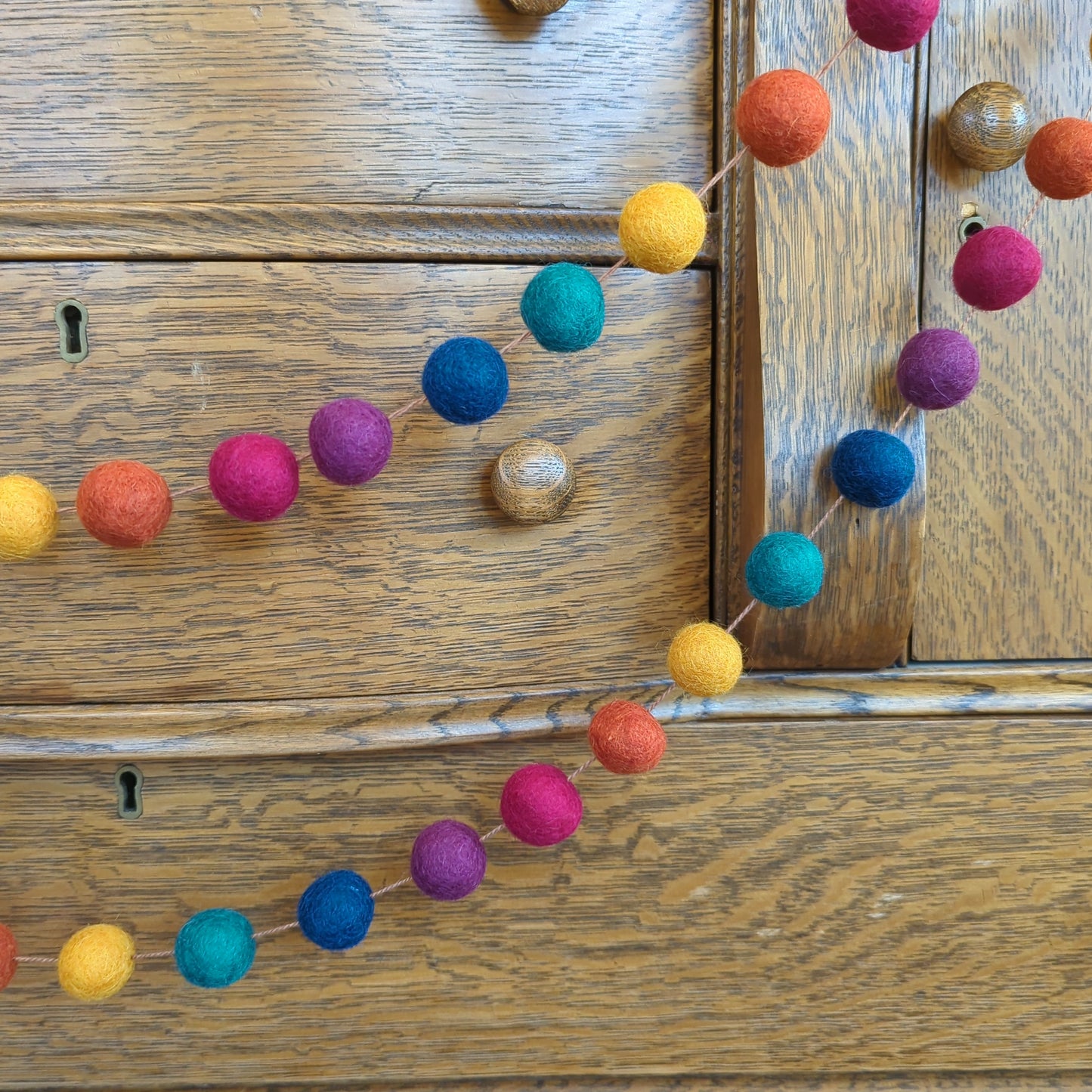 Felted wool bead garland