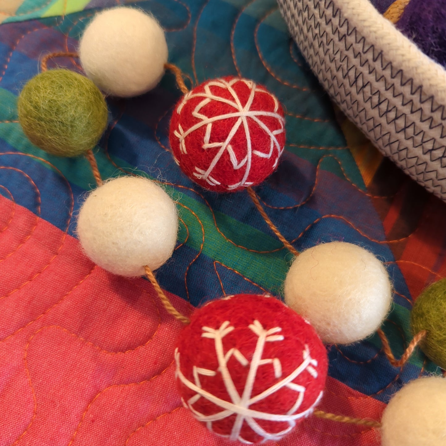 Felted wool bead garland