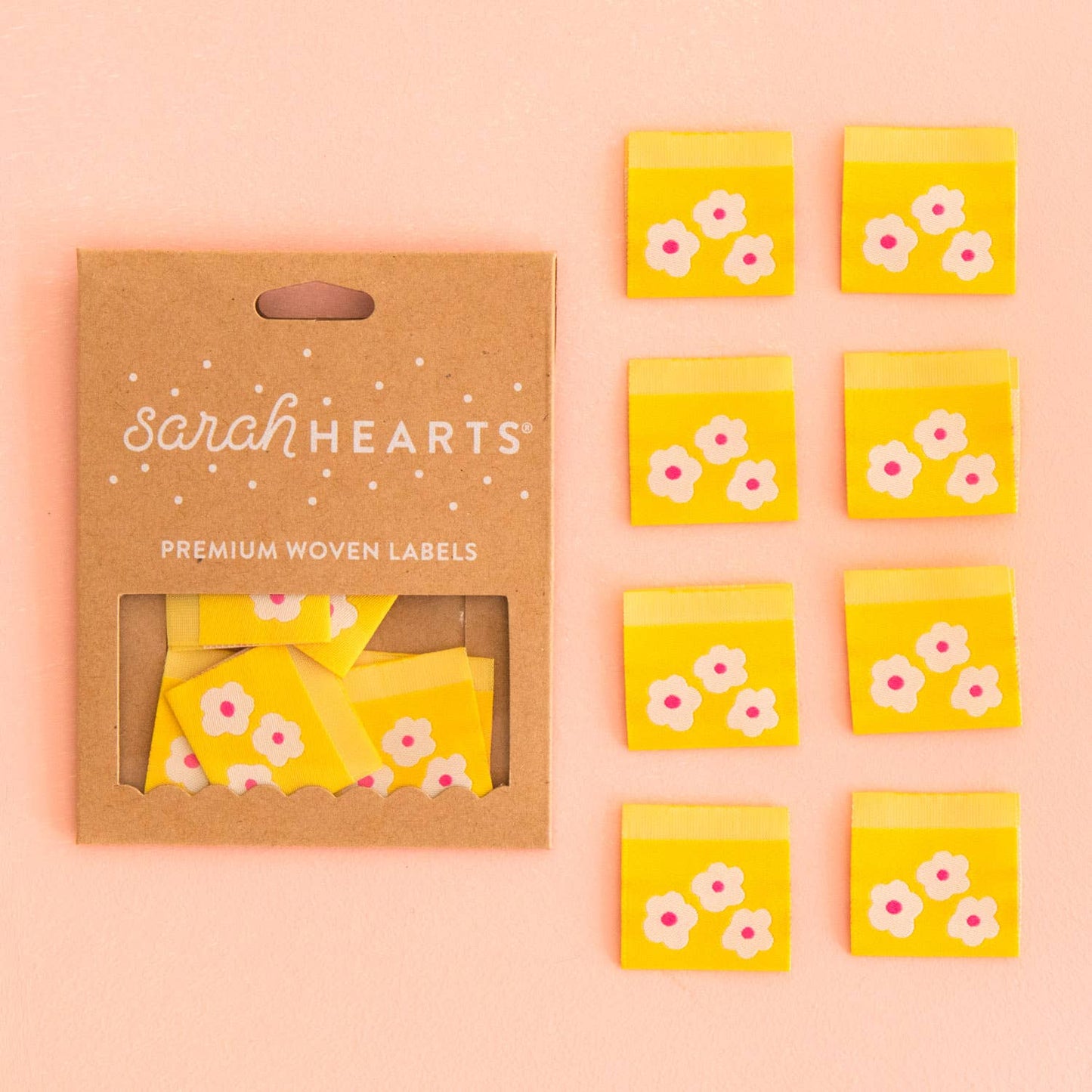 Yellow Daisy woven maker labels
