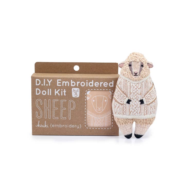Embroidered animal doll kits