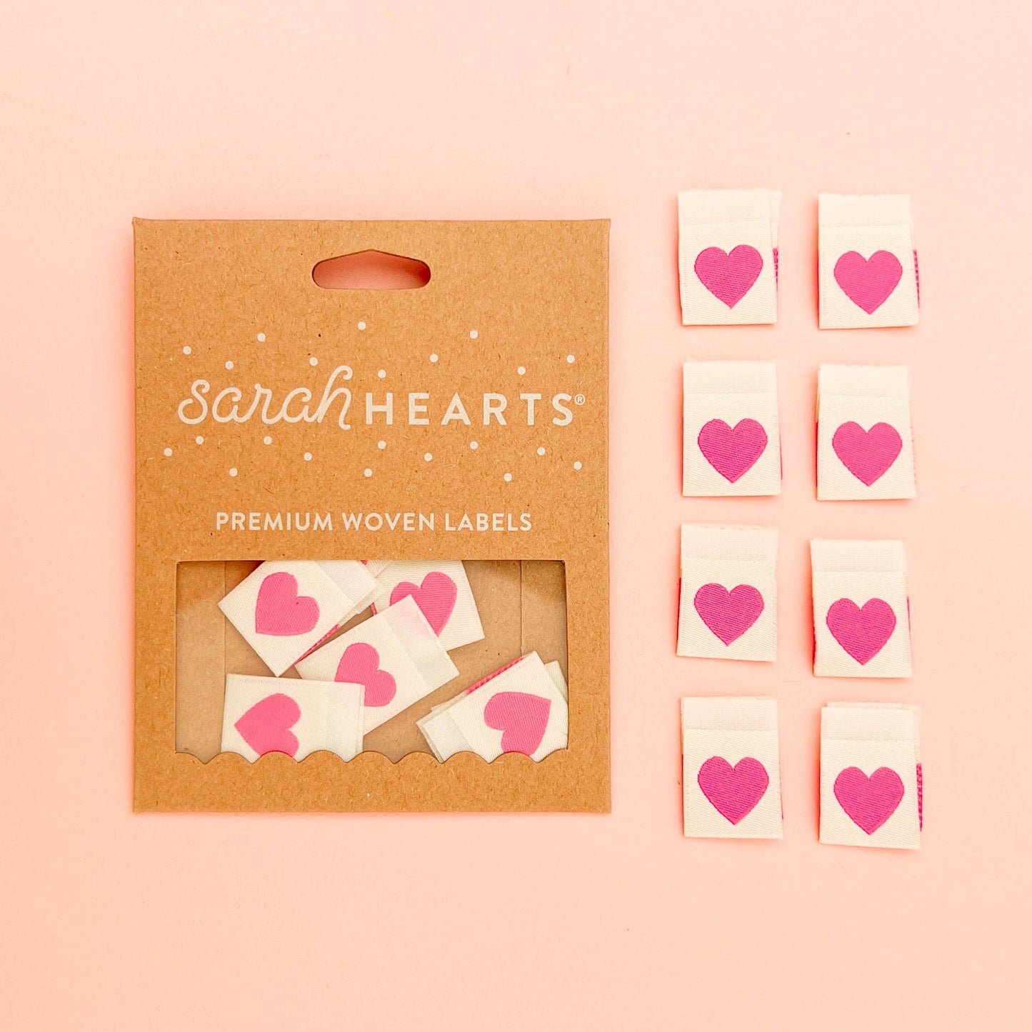 Pink Heart woven maker labels