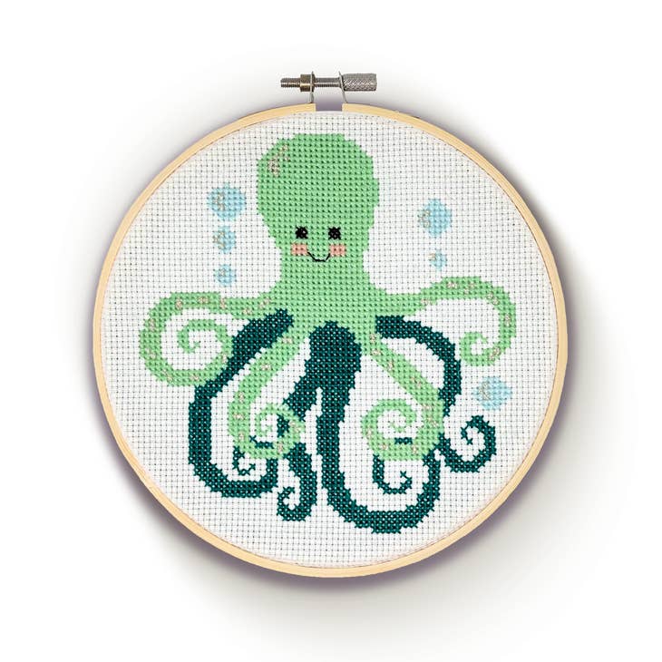Ocean Life cross stitch hoop kits