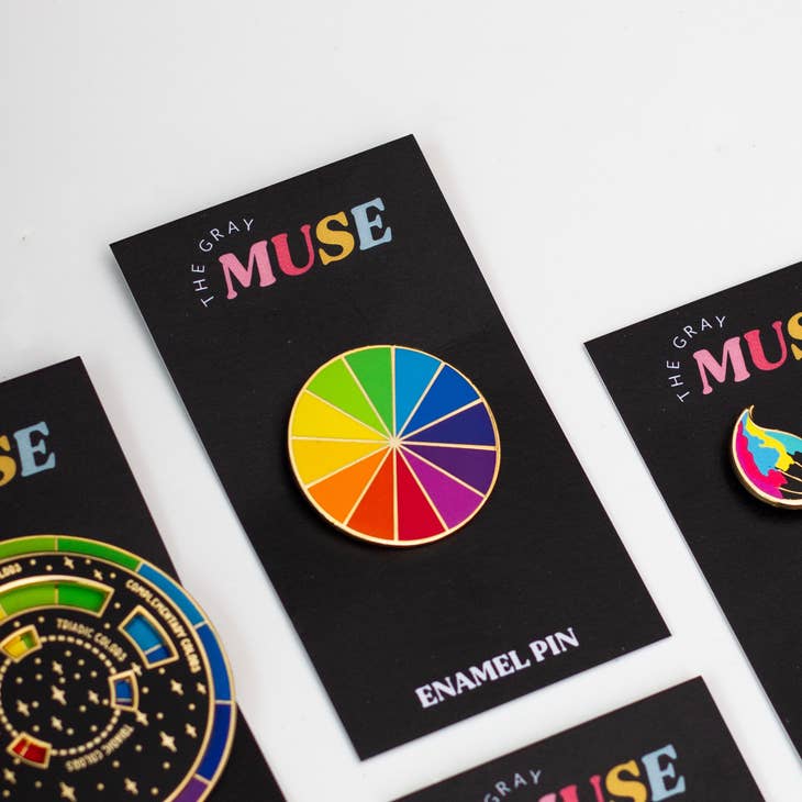 Gray Muse enamel pins