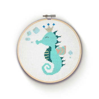 Ocean Life cross stitch hoop kits