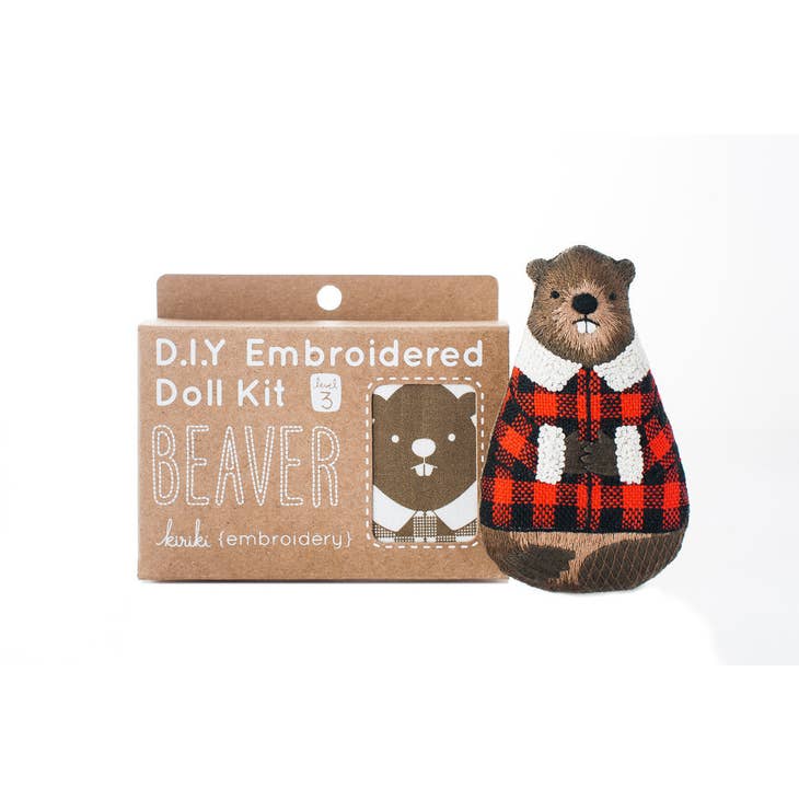 Embroidered animal doll kits