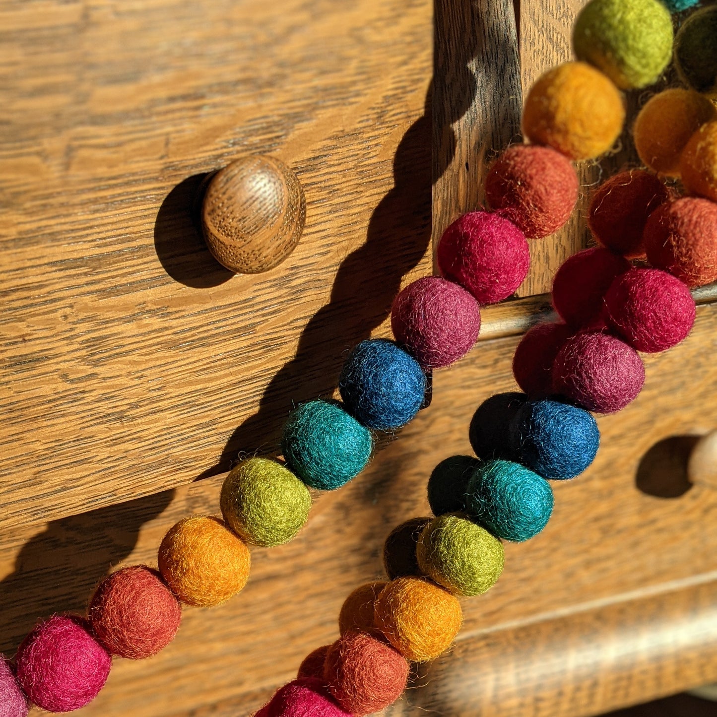 Felted wool bead garland