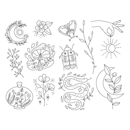 Moon Garden stick & stitch embroidery set