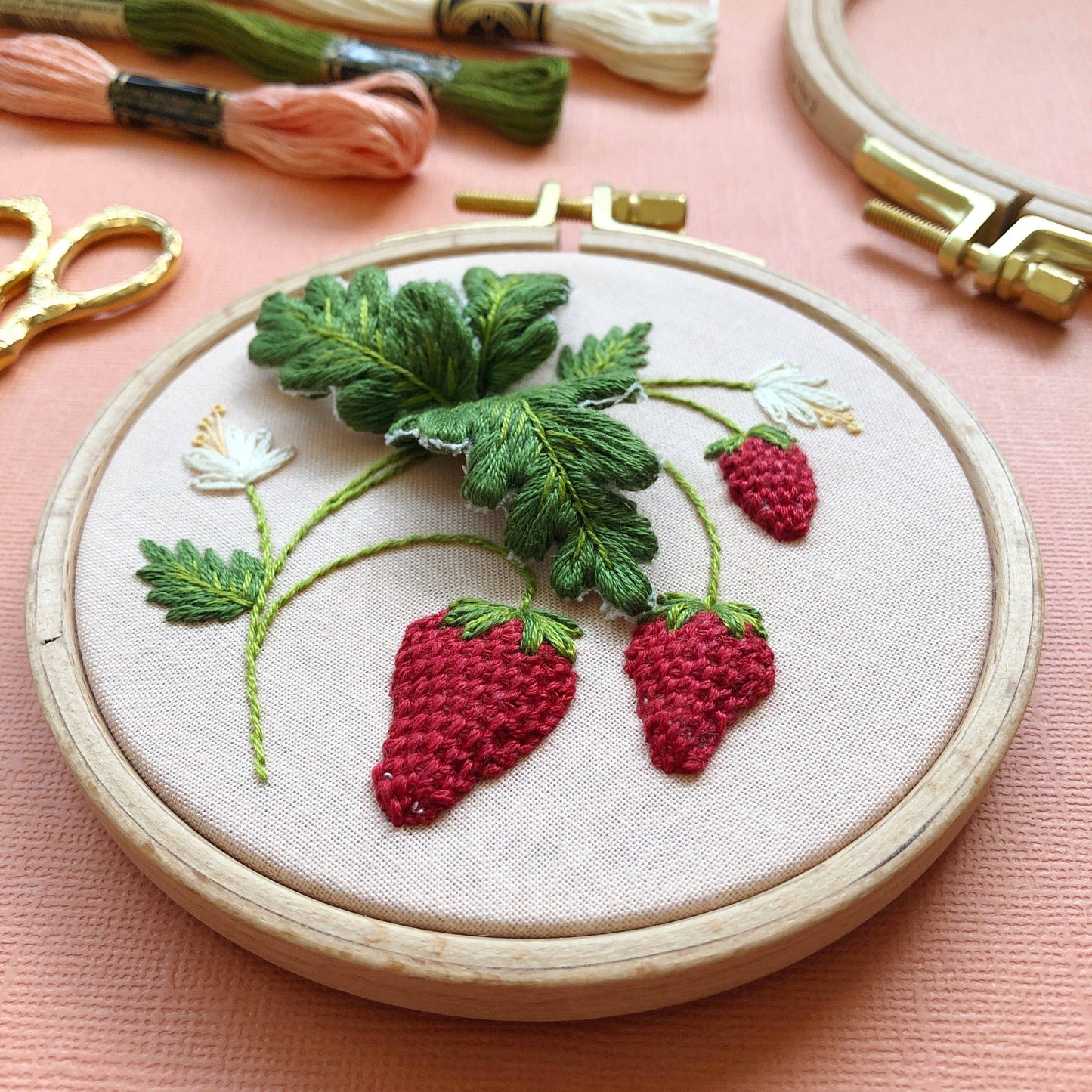 Stumpwork Strawberries intermediate embroidery kit