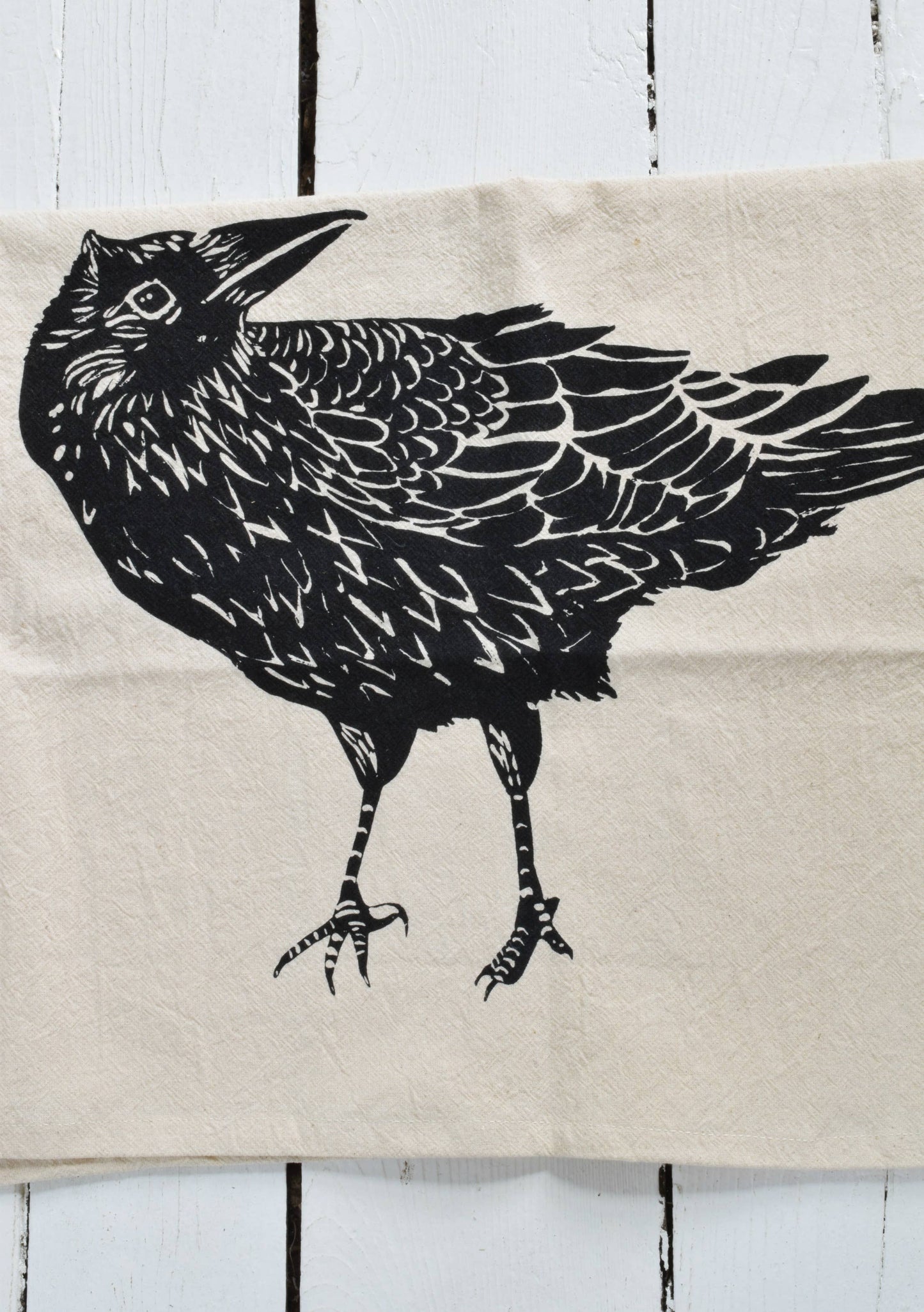 Crow Tea Towel (black)