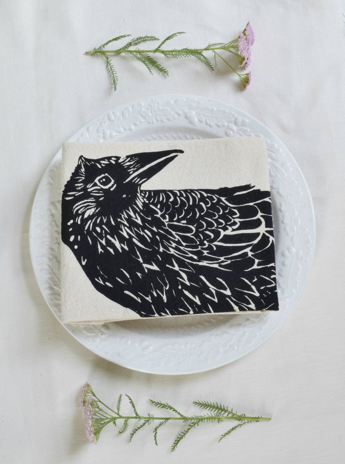 Crow Tea Towel (black)