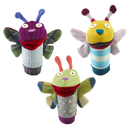 Upcycled wool puppets
