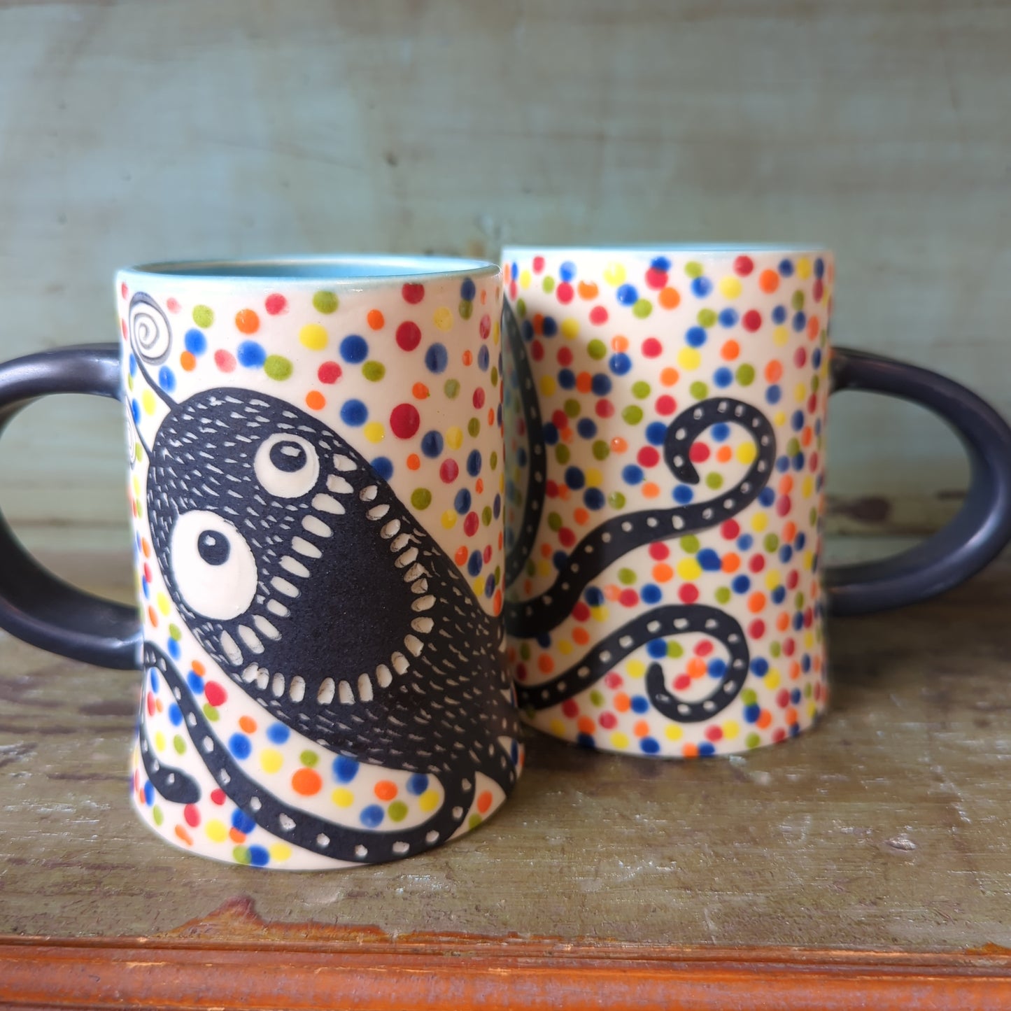 Maine monster mugs with handles