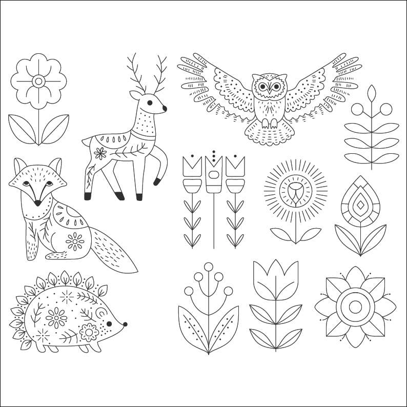Woodland Folk stick & stitch embroidery set