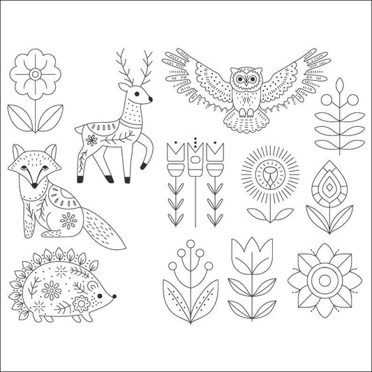 Woodland Folk stick & stitch embroidery set