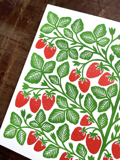 Garden Series: Strawberry Risograph Print, GRP-6