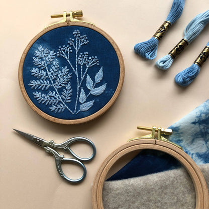 Cyanotype Botanicals beginner embroidery kit