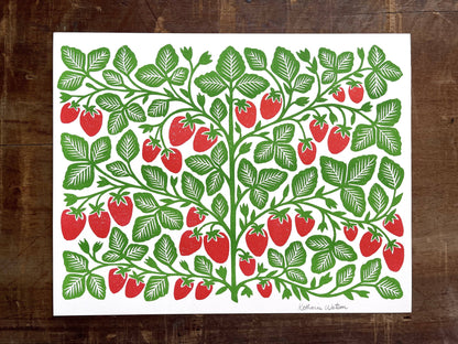 Garden Series: Strawberry Risograph Print, GRP-6