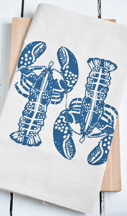 Double Lobster Tea Towel (navy)