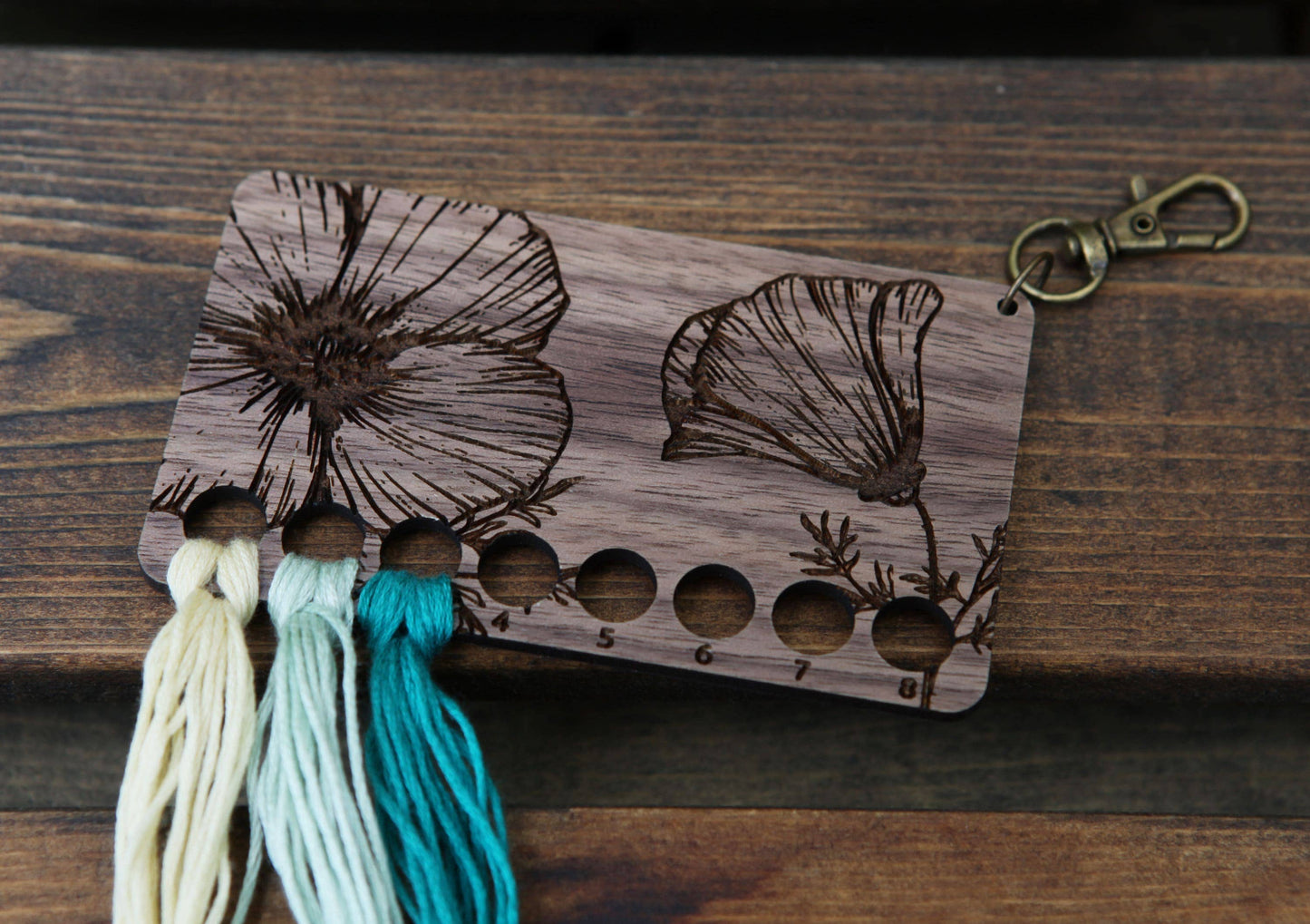 Poppy walnut embroidery floss organizer