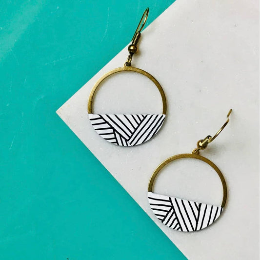 Crescent Hoop Earrings: Hatchmark