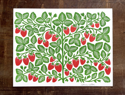 Garden Series: Strawberry Risograph Print, GRP-6