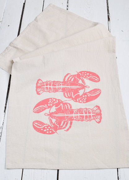 Double Lobster Tea Towel (pink)