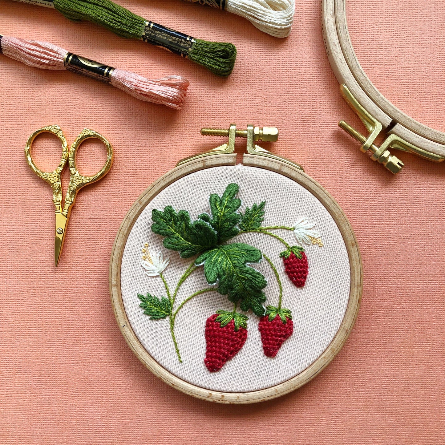 Stumpwork Strawberries intermediate embroidery kit