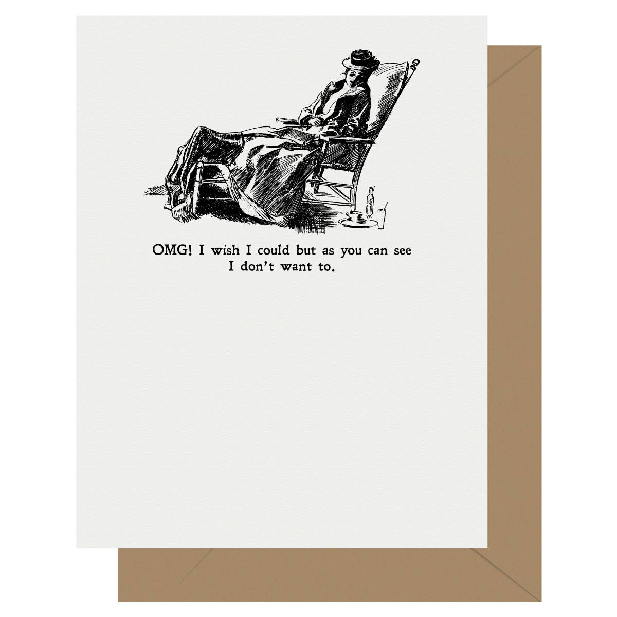 Gibson Girl OMG I Wish I Could Letterpress Greeting Card