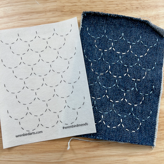 Stick and stitch sashiko transfers (set #11 neon green nature)