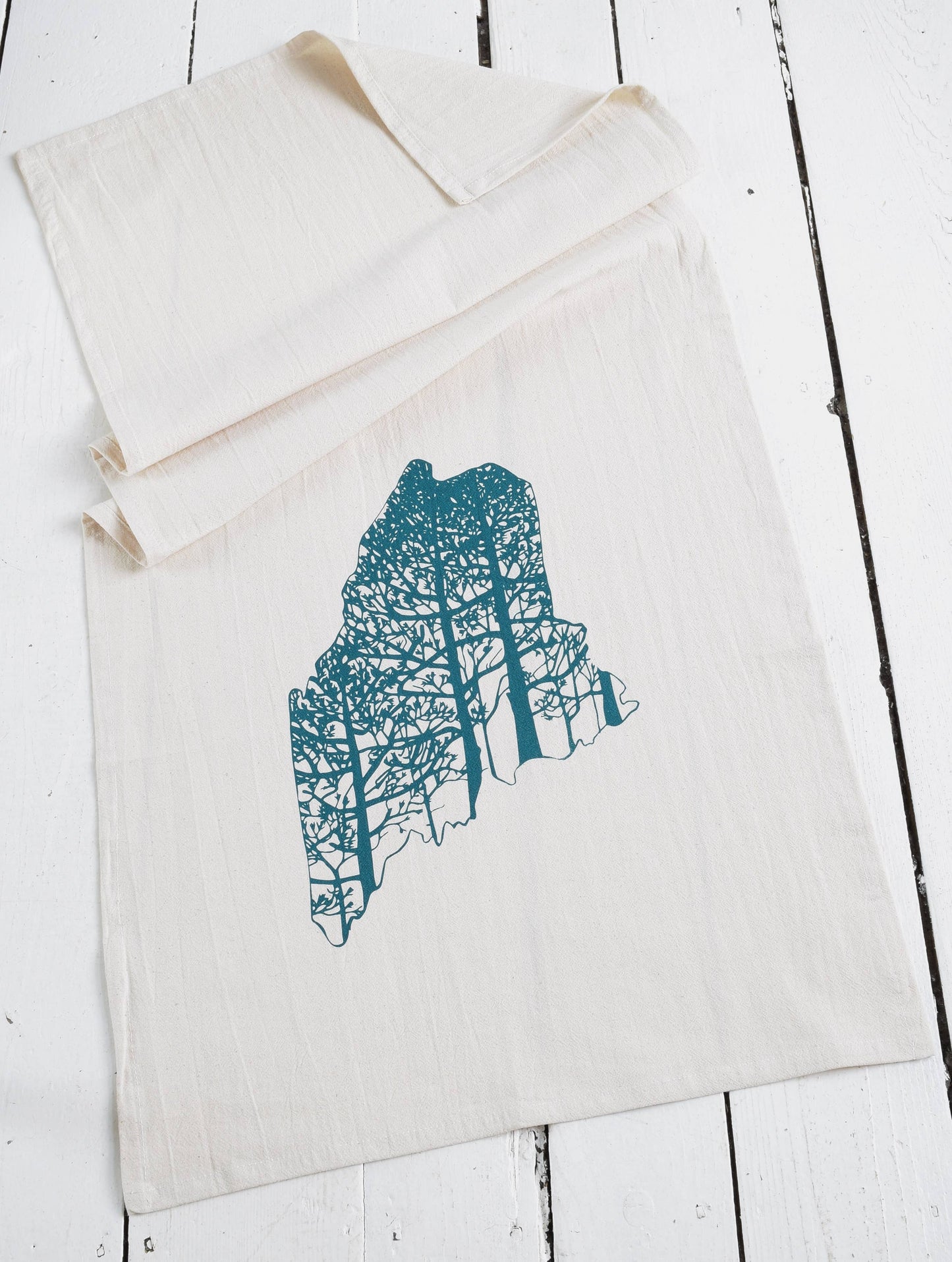 Maine Trees Tea Towel (green)