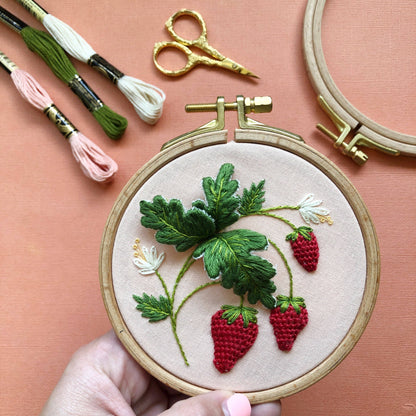 Stumpwork Strawberries intermediate embroidery kit