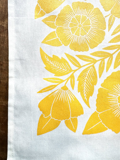Yellow Floral Tea Towel