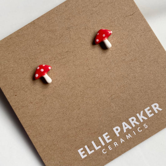 Handpainted Mushroom studs