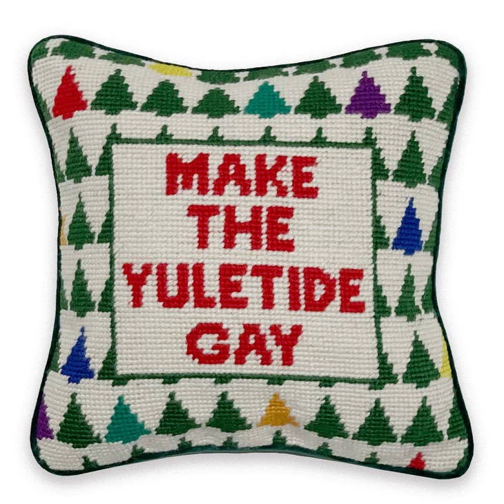 Furbish Studio - Happy Challah Days Needlepoint Pillow