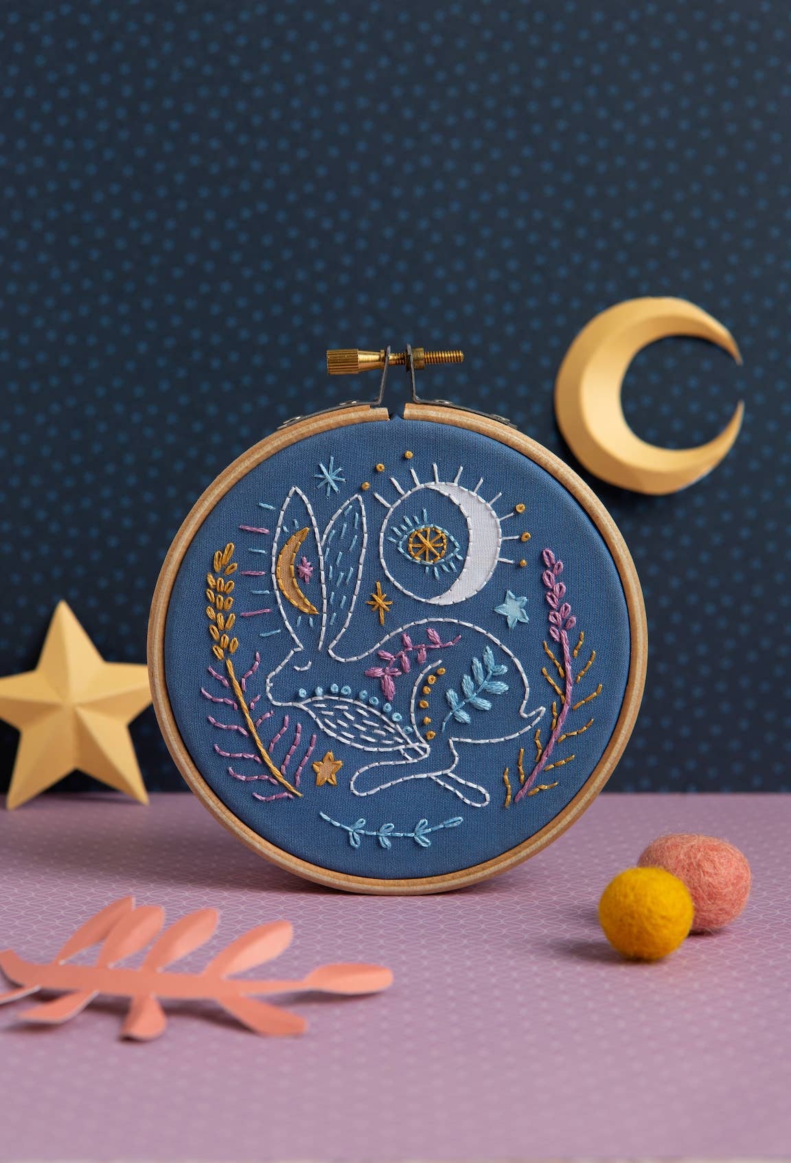 Celestial Hare mini embroidery kit