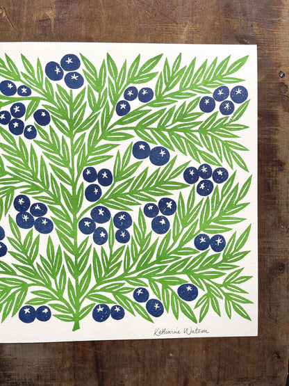 Garden Series: Blueberries Risograph Print, GRP-12