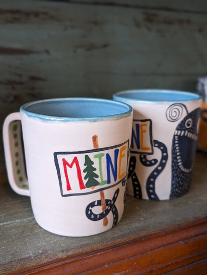 Maine monster mugs with handles