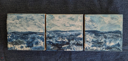 Seascapes (encaustic on wood)