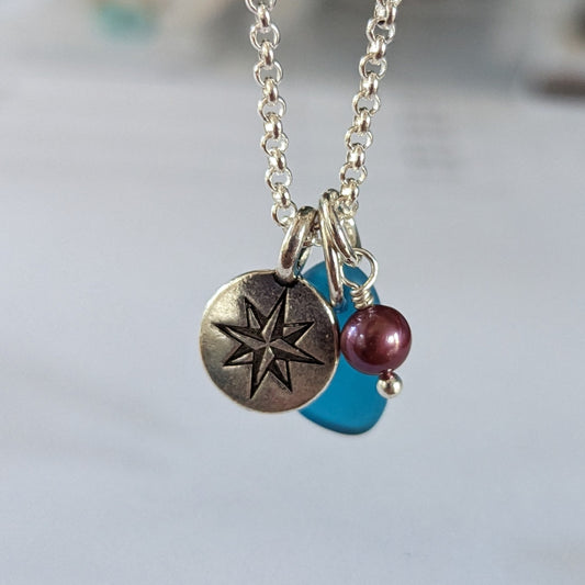 Compass rose necklace