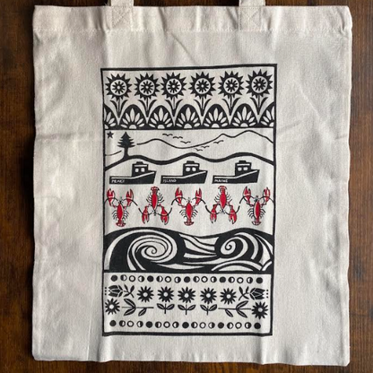 Block printed tote bags