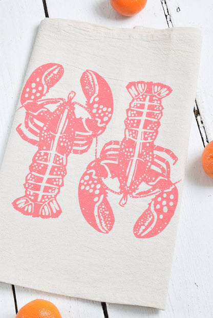 Double Lobster Tea Towel (pink)