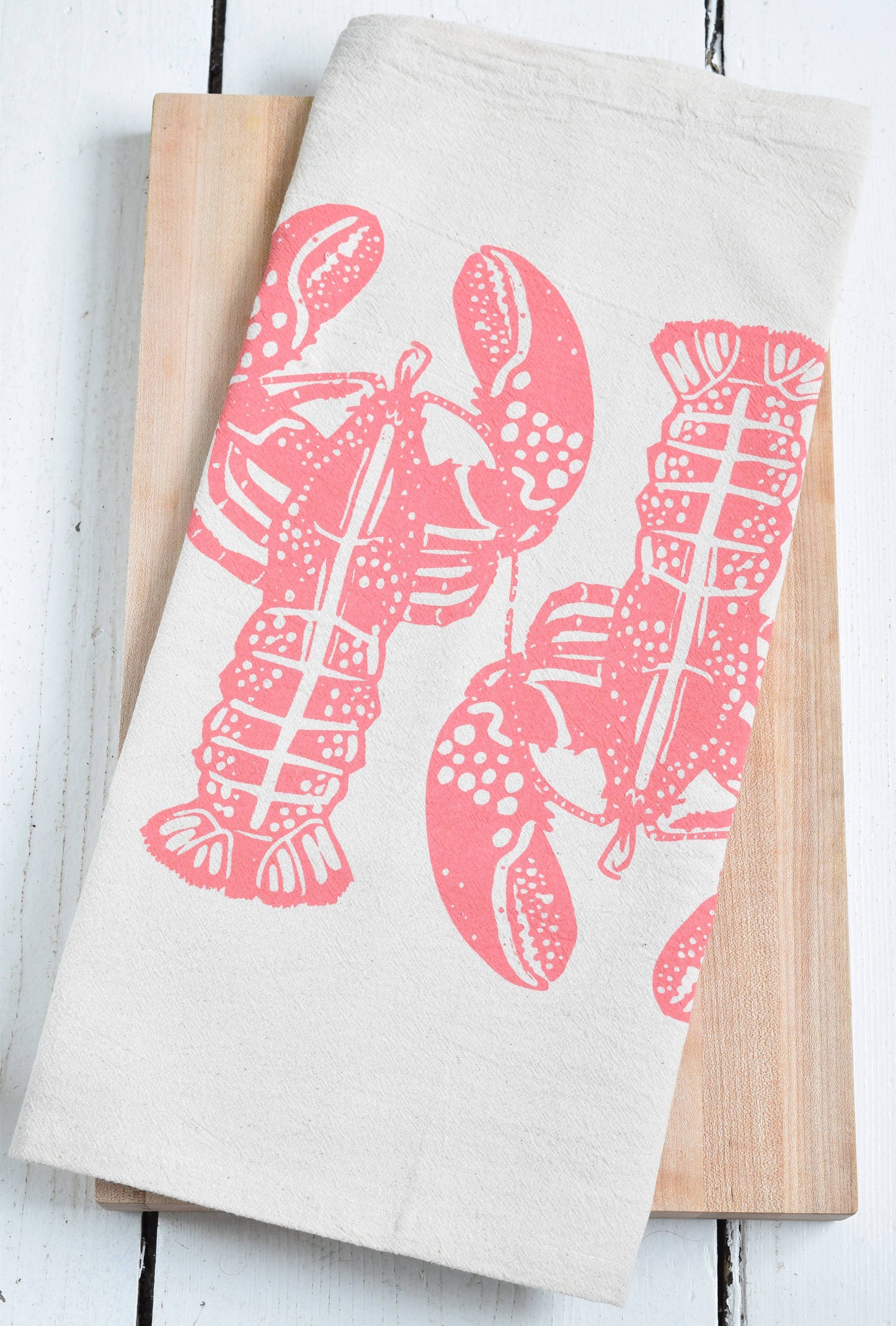 Double Lobster Tea Towel (pink)